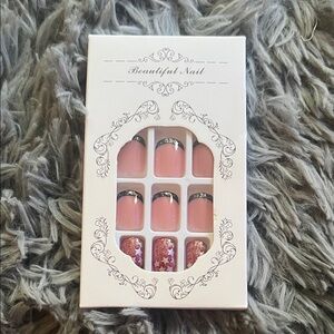 Beautiful Nails Pink and Silver Press-On Nails